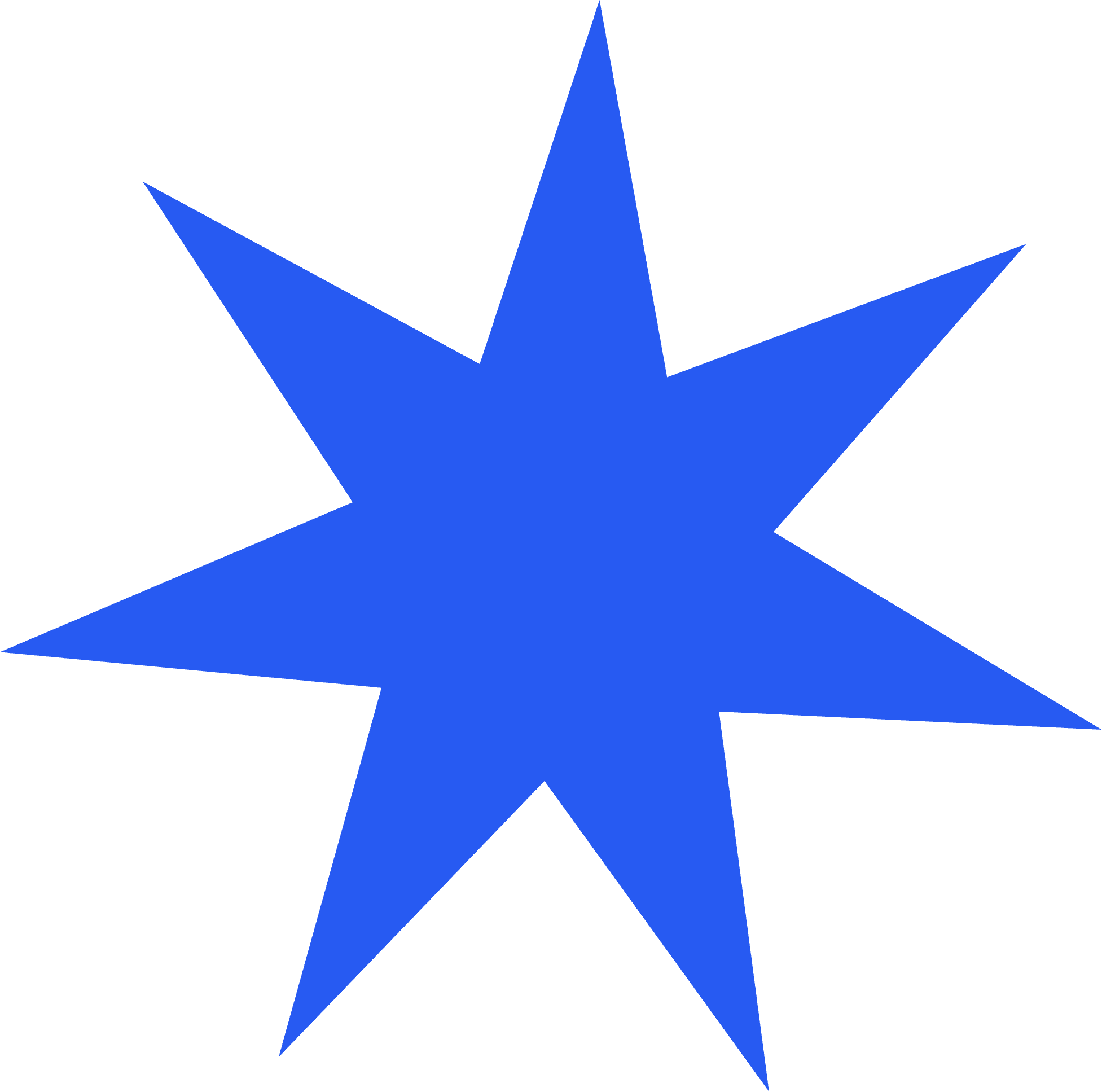 uma estrela azul de 7 pontas